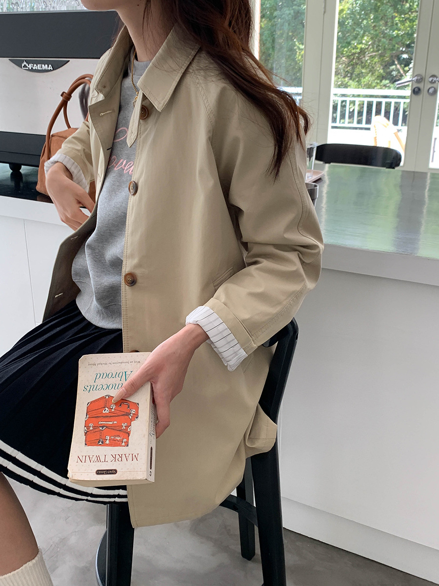 3thモーニングロンドン街拍英倫風襟付きカジュアルコートの中長タイプzy 2112