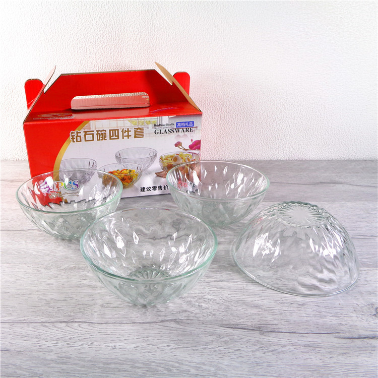 Wholesale Diamond Glass Bowl Six-piece Crystal Bowl Four-piece Promotional Gift Bowl Two-piece Set