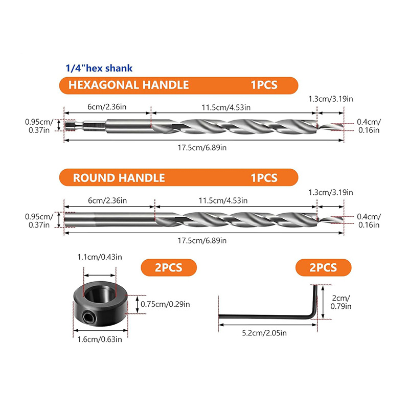 Broca de perforación angular para carpintería, broca escalonada de acero de alta velocidad, localizador de orificios angulares, broca de segunda orden, broca de anillo de posicionamiento de 9.5MM