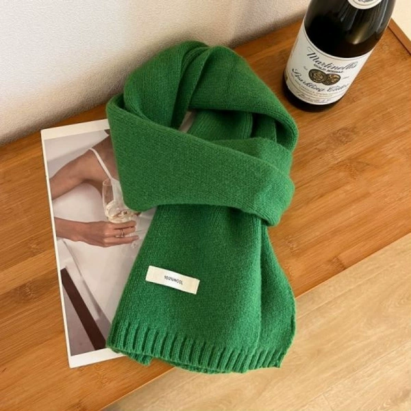 100%wool flat linen knitted-green