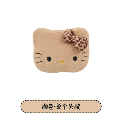 Car Headrest and Lumbar Support Cartoon Headrest - bear-head-reverse-leopard-print-kt-a-brown-bow-headrest