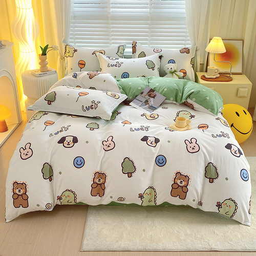Pure Cotton Four-Piece Set 100% Pure Cotton Four-Piece Set All-Cotton Air Jet Bedspread Set Three-Piece Set Single or Double Student Dormitory