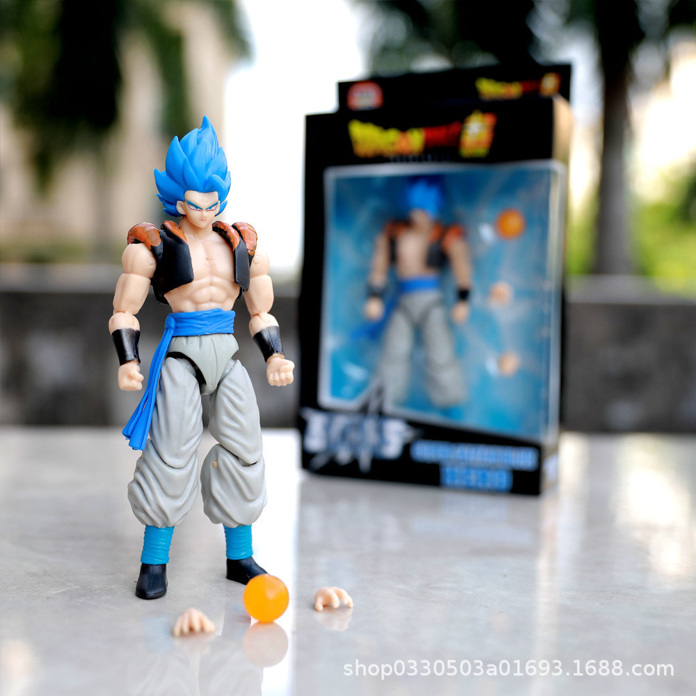 La articulación se puede mover versión simple Dragon Ball Black Haior Wukong caja de color ventana abierta azul Dragon Ball caja modelo de figura al por mayor