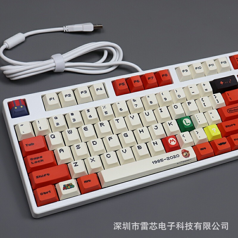 Mario Pbt Dye-Sublimation Keycaps Mechanical Keyboard 87/104 Original Height Customized DIY Mechanical Switches