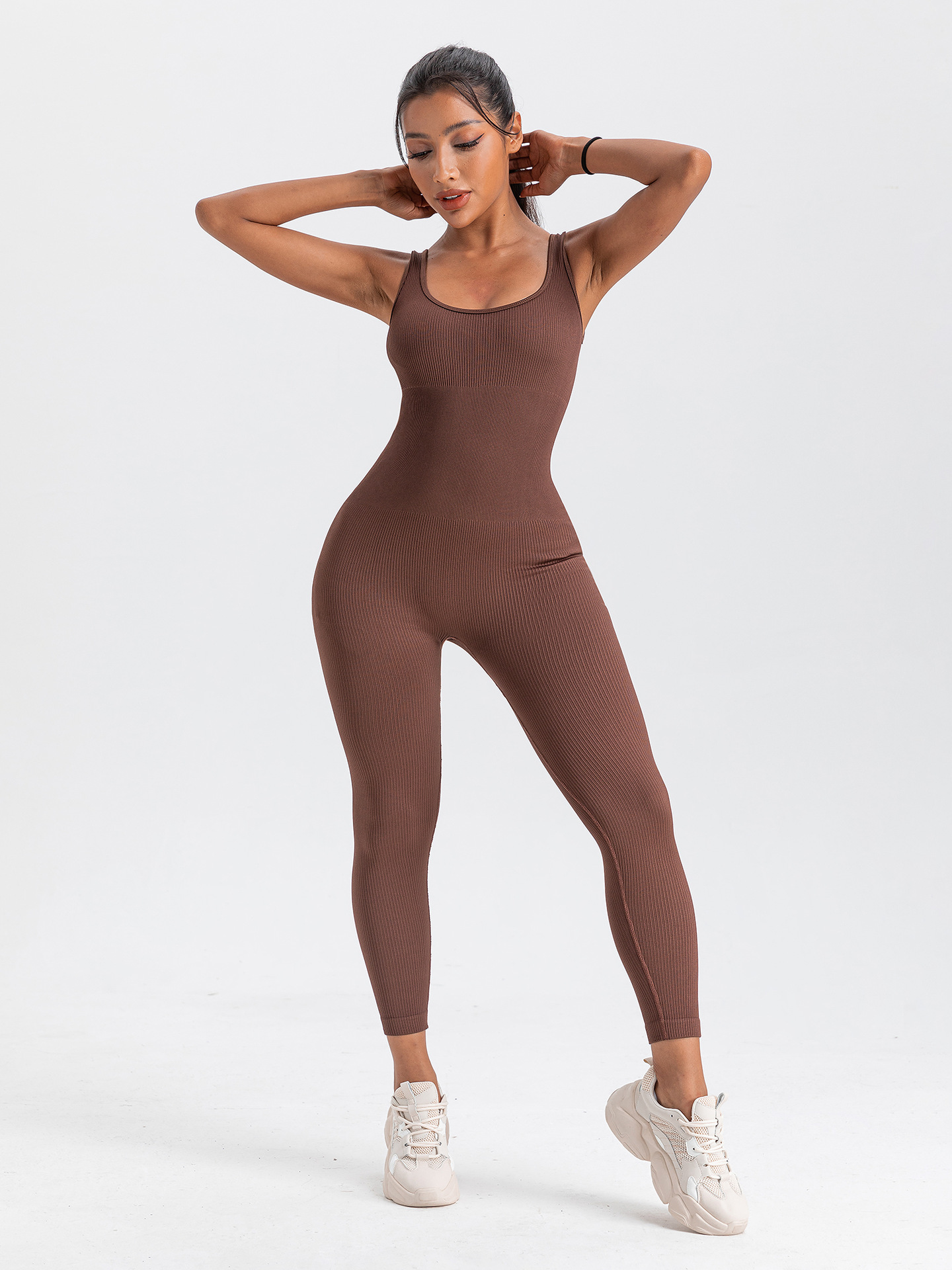 Women's Casual Solid Color Cotton Tracksuit Bodysuits Jumpsuits display picture 4