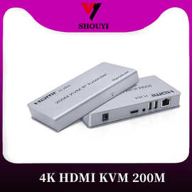 HDMI KVM延长器200米USB带键鼠4K高清KVM传输器放大延长器批发