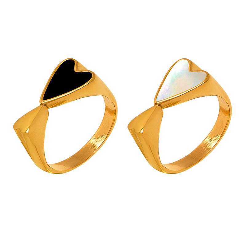 Fashionable And Versatile Simple Heart Print Ring For Women Instagram Style Simple And Fashionable Double Love Creative Ring_voghion.com