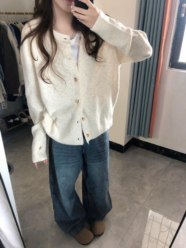 韩系软糯温柔风长袖毛衣外套女早秋小个子宽松显瘦针织开衫上衣潮|undefined