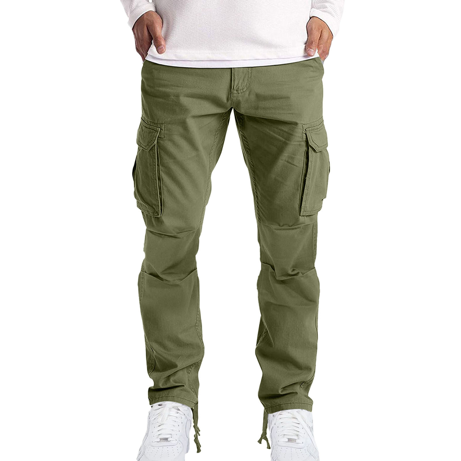 2023 Spring/Summer New Men's Workwear with Folded Drawstring Multi Pocket Casual Pants_voghion.com