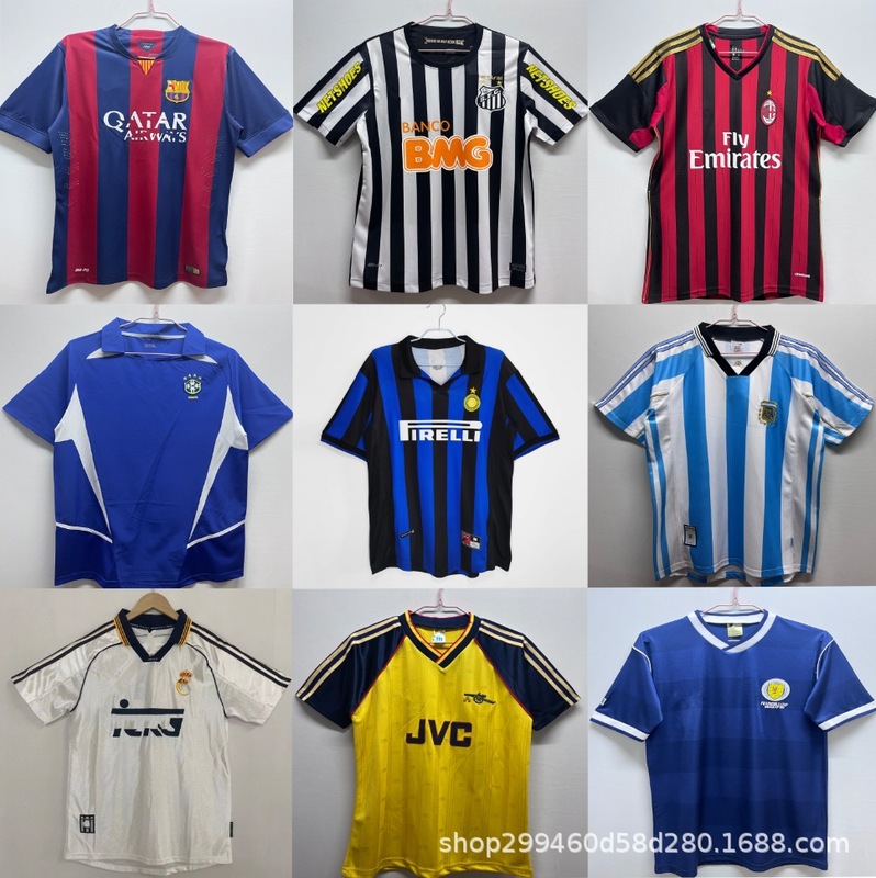 Wholesale Retro Football Uniforms Arsenal Chelsea Argentina Brazil Celtic National Team Club Jerseys