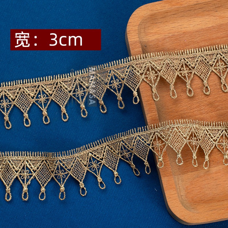 hilo de oro bordado soluble en agua rosa oro encaje encaje DIY ropa hecha a mano lolita accesorios fabricantes al por mayor