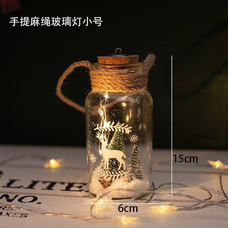 Nuevos productos transfronterizos de vidrio luminoso lámpara de noche cuerda de cáñamo para los ancianos regalos de escritorio decoración de colgante de micro paisaje