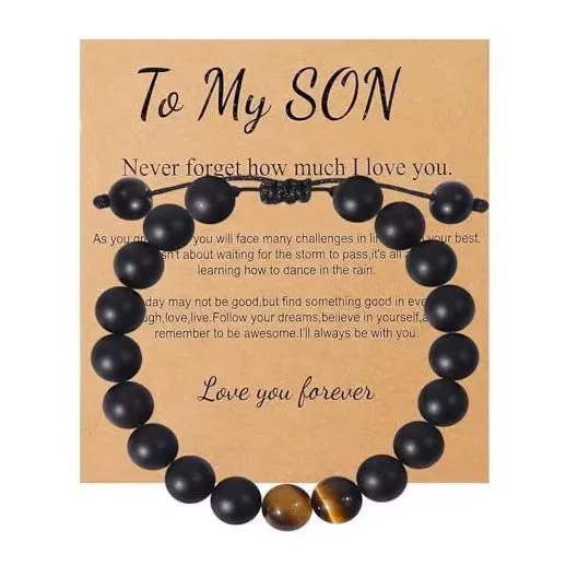 Cross-Border Hot-Selling 8mm Black Matte Tiger Eye Stone Flat Knot Braided Gift Bracelet Black Matte Braided Bracelet Jewelry