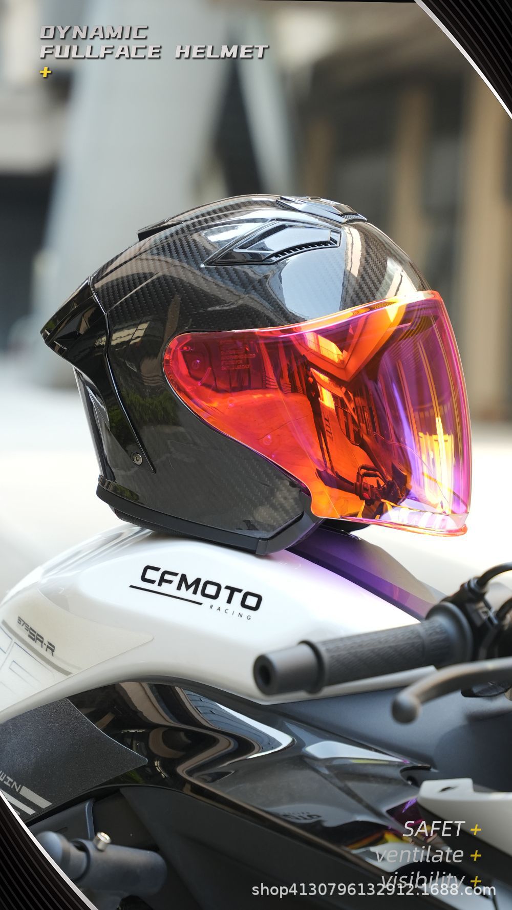 AR Motorcycle Helmet Ultra Light Carbon Fiber 3/4 Helmet Electric Vehicle Half Helmet Motorcycle 3/4 Helmet Lightweight Summer