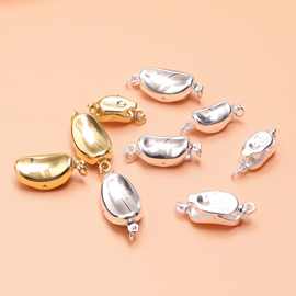 S925银元宝扣珍珠插扣马鞍扣插棒扣 DIY手链项链连接扣银饰品配件