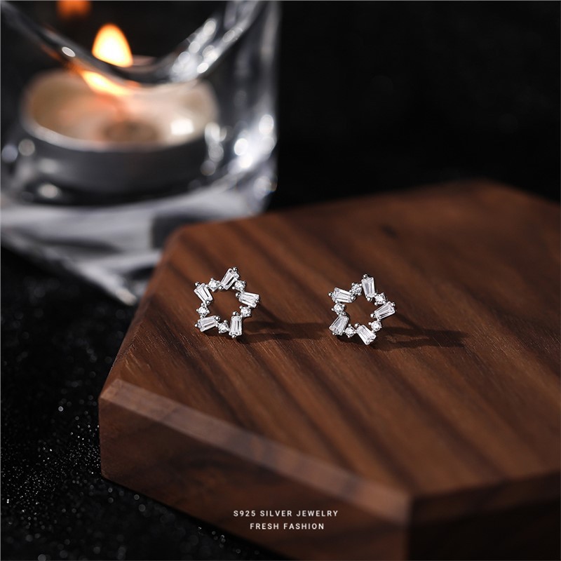 Orecchini a lobo stella zircone argento puro gioiello lusso donna_voghion.com