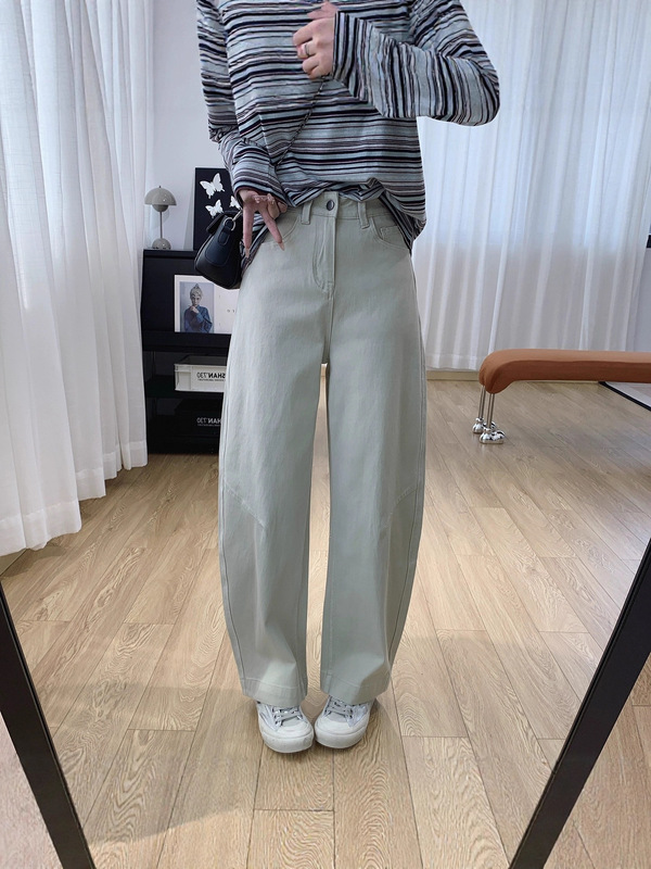 四面弹莱赛尔高腰显瘦弯刀牛仔裤女秋季裤子宽松直筒阔腿裤春秋|undefined