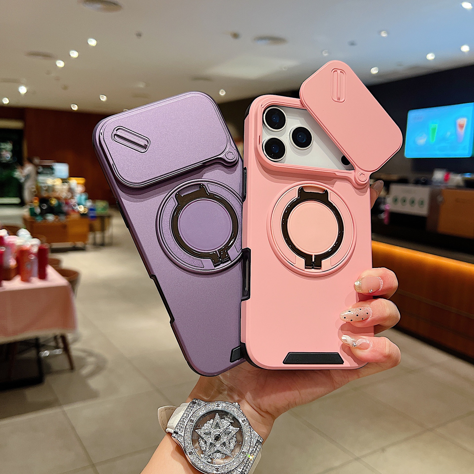 Compatible With IPhone 17 Max Lingke Phone Case 16 Pro Push Window Stand 15 Shockproof 14 Protective Cover_voghion.com