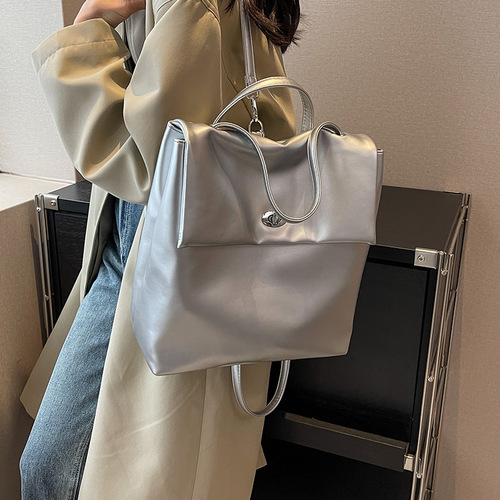 Large-capacity bag, new casual and versatile backpack, female college student handbag, textured travel backpack