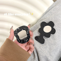 異形閃粉波點桌面手機氣囊支架可伸縮背貼簡約花朵補妝鏡小眾