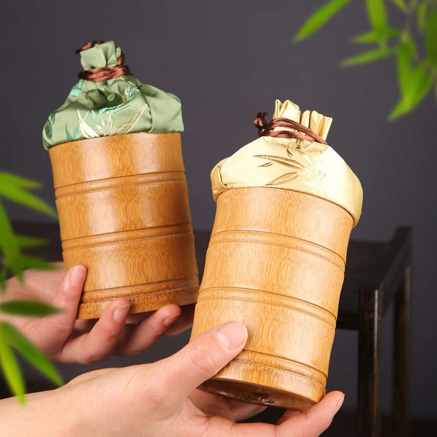茶叶竹木包装罐普洱茶龙珠碧螺春白茶包装密封收纳竹木可雕刻