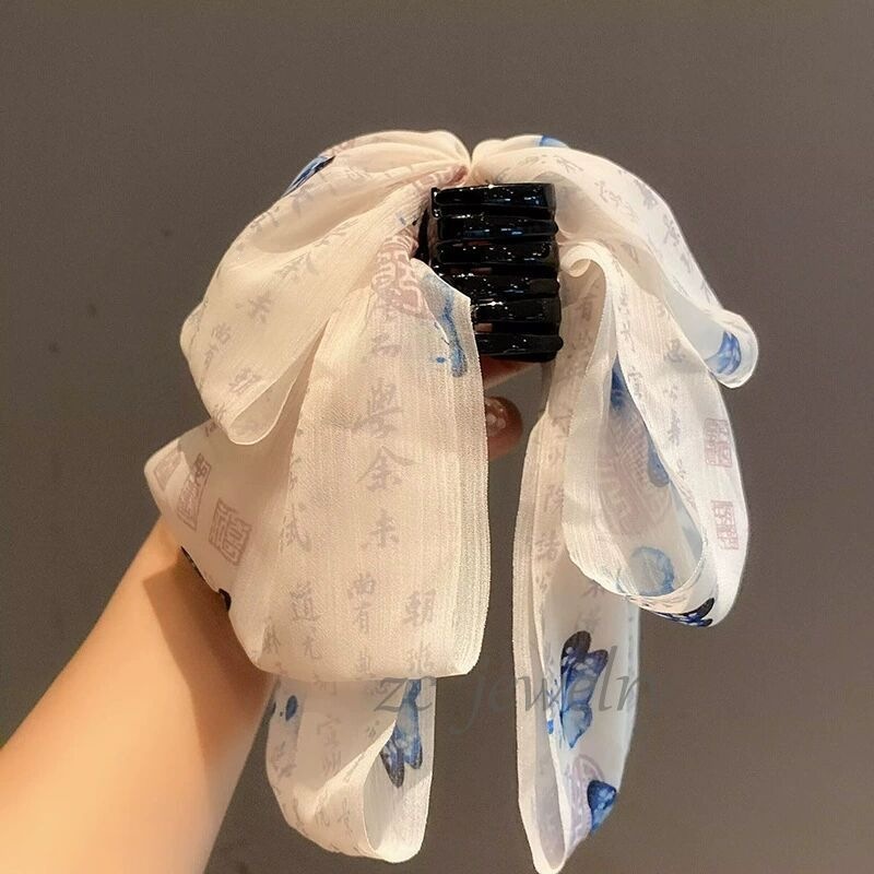 Satín de alta sensación, arco negro grande, clip de tiburón, toque de cabeza, clip de nube, clip de agarre, clip de cabello, tarjeta de cabello de mujer