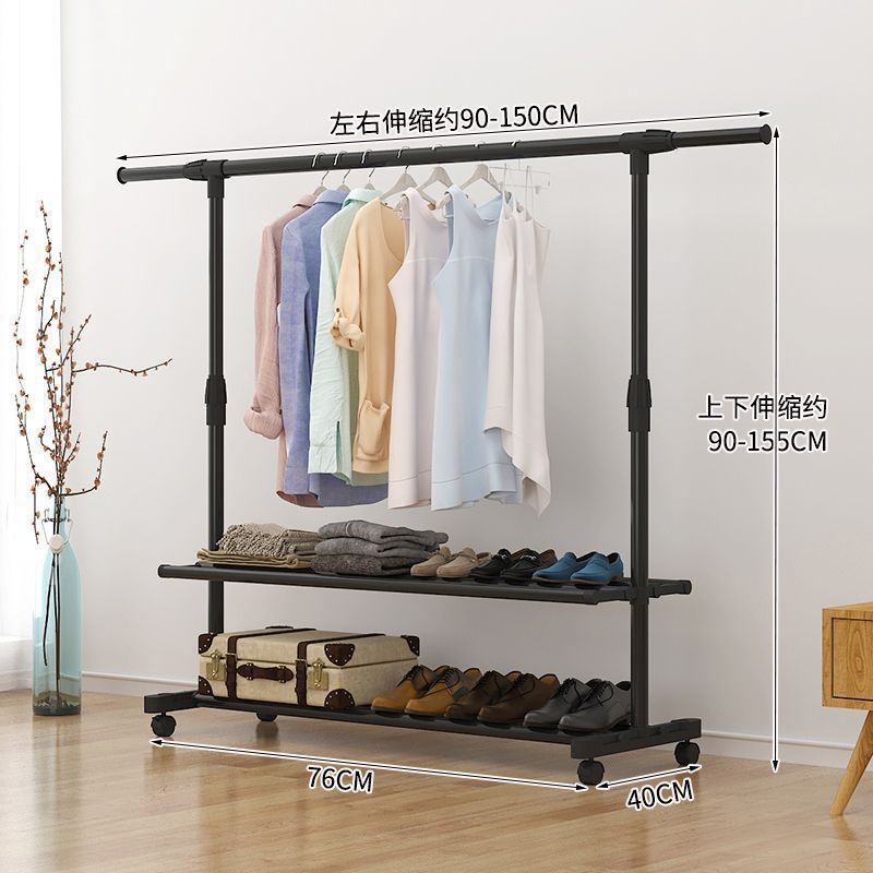 家庭用衣類乾燥ラック、床置き型、厚みのある、賃貸住宅、寮服、バルコニー服ロッド、シンプルな伸縮式|undefined