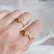 日本轻奢 复古单色金发晶天然彩宝石马眼戒指指环925银女轻珠宝