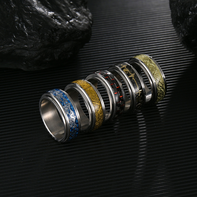 8mm Wide Rotatable Decompression Men's Titanium Steel Ring Wholesale display picture 2