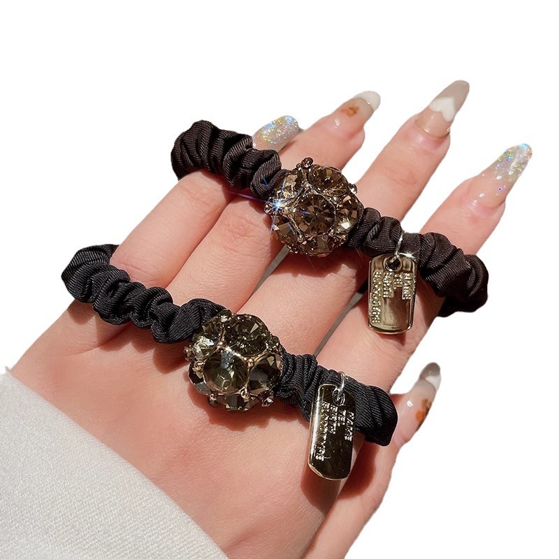 Luxe elastische haarband met steentjes voor knot accessoires_voghion.com