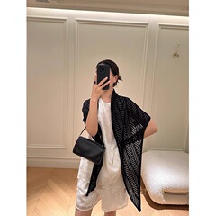韩代同款小众春夏季防晒天丝亚麻针织衫外搭女披肩空调衫罩衫上衣