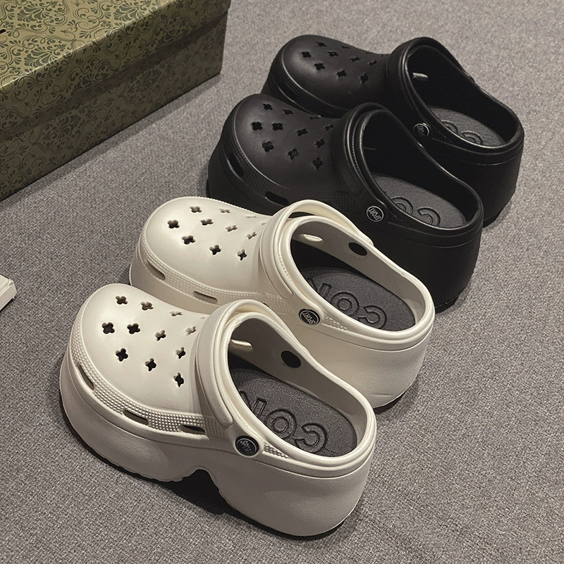 Новые женские сабо на толстой подошве 2025 года, летние туфли на высоком каблуке для улицы, нескользящие, удобные пляжные сандалии с закрытым носком.