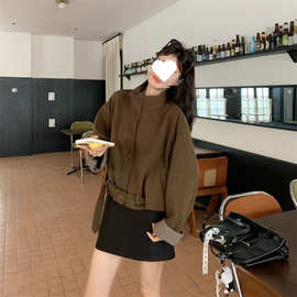 美拉德咖色毛呢外套女秋冬短小个子大衣韩系图片色