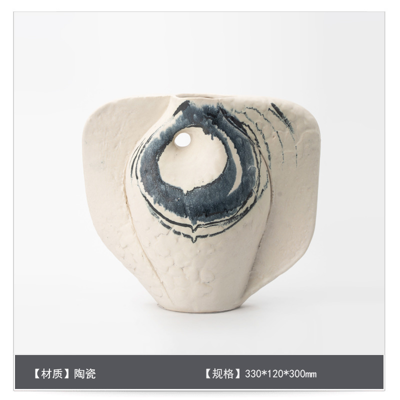 侘寂中古风星点陶瓷花瓶高级感桌面家居软装插花器复古装饰品摆件|undefined