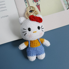 Cartoon Anime Handmade Knitted Doll, Wool Crochet Small Pendant, Cute Cat Handmade Bag Charm