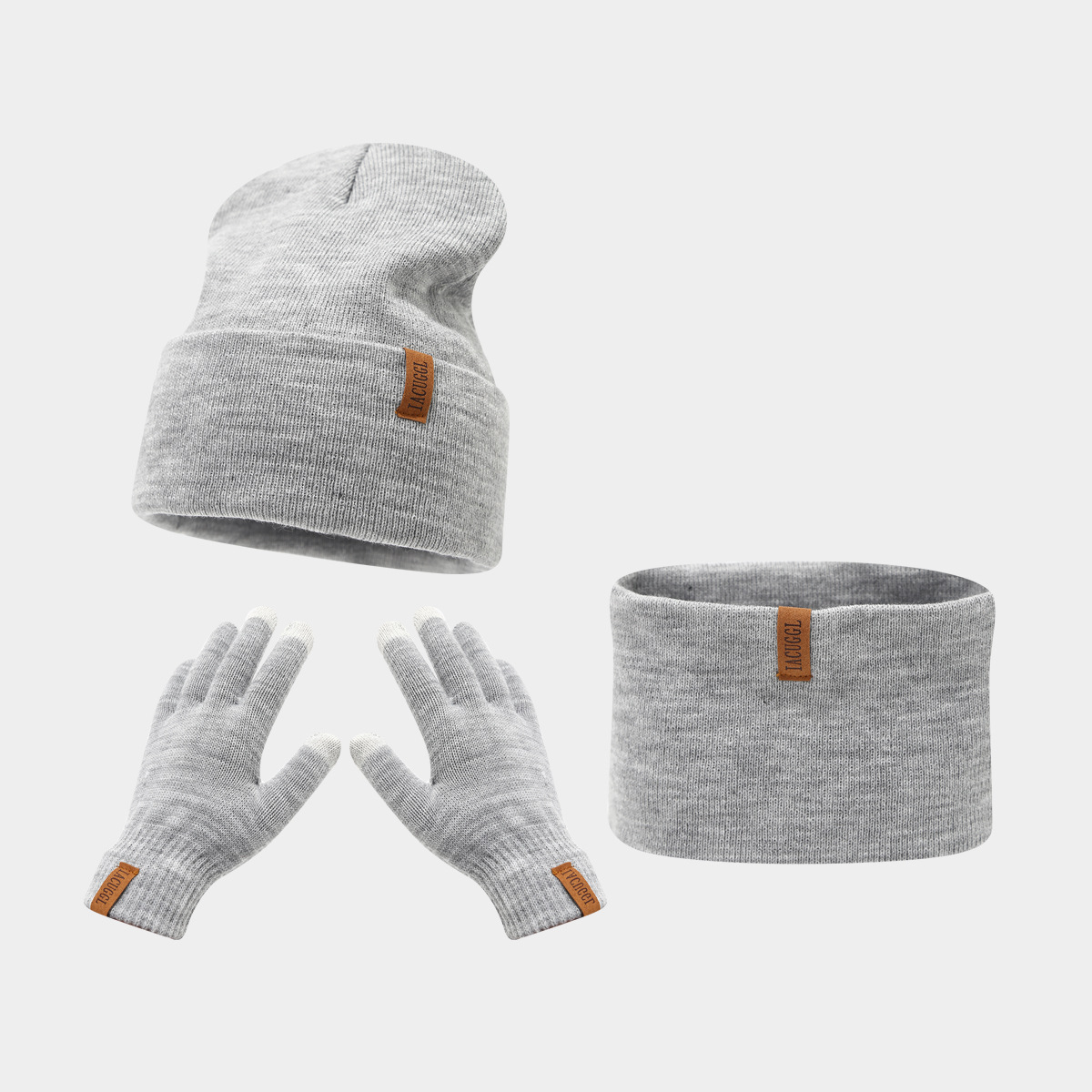 Winter Strickset Für Damen Und Herren Mit Lederpatch Mütze Schal_voghion.com