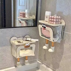 トイレティッシュボックストイレ壁掛け式穴なし防水ロール紙衛生ティッシュ棚軽量贅沢高颜値