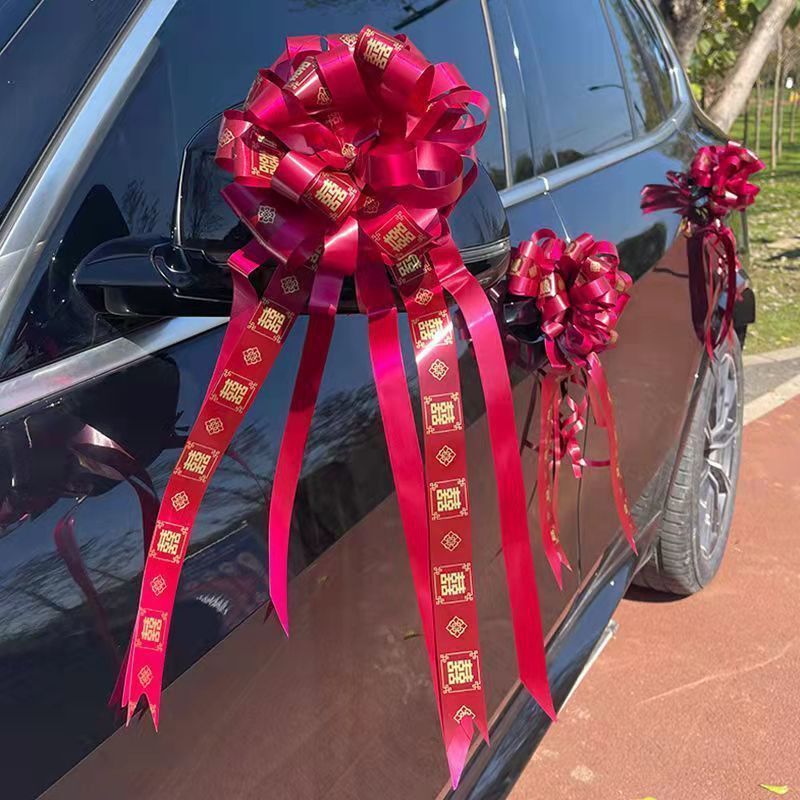 Wedding car Flower Decoration ribbon car handle flower festive decoration flower butterfly color Flower Ball 10/bag