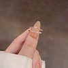 Brand small design fashionable zirconium, ring with stone, french style, simple and elegant design, micro incrustation, internet celebrity