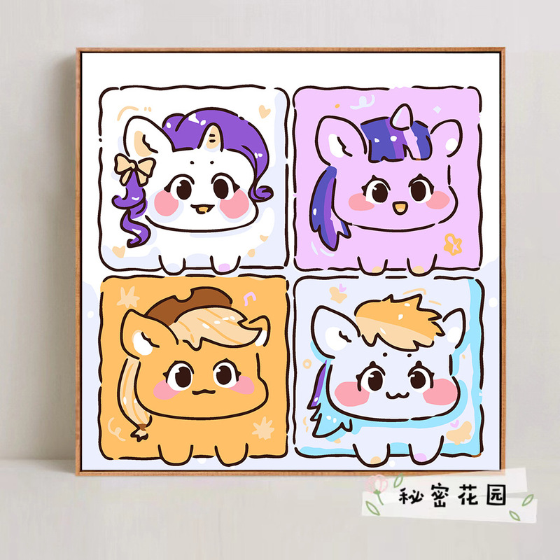 漫画 Q バージョンエッグマンパーティーシリーズ DIY デジタル油絵子供の手作り着色油絵装飾品卸売|undefined