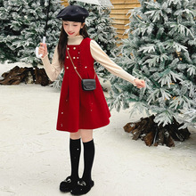 女大童毛呢连衣裙套装秋冬新款儿童洋气气质背心裙半高领打底衫