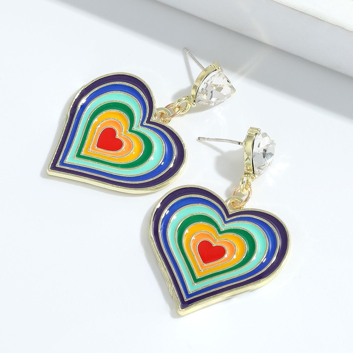 Wholesale Pendientes De Corazón De Melocotón De Color Aceite De Gota De Múltiples Capas De Moda display picture 6