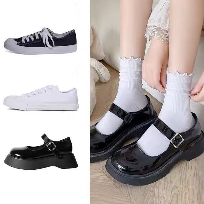 Fungus edge mid-calf socks [white 1 pair]