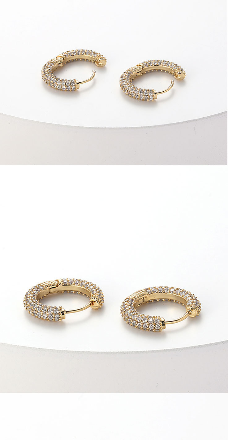 fashion geometric circle inlaid zircon copper stud earrings wholesale