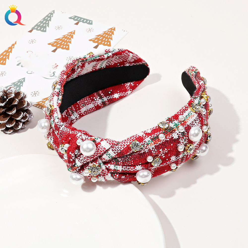 Weihnachts-haarreif Mit Strass Und Perlen Für Damen_voghion.com