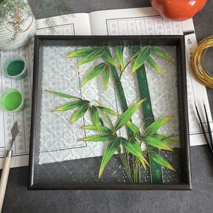 Chinese Style Filigree Enamel Painting DIY Glass Tea Tray Cloisonne Begonia Flower Tray Intangible Cultural Heritage Handmade Creative Gift