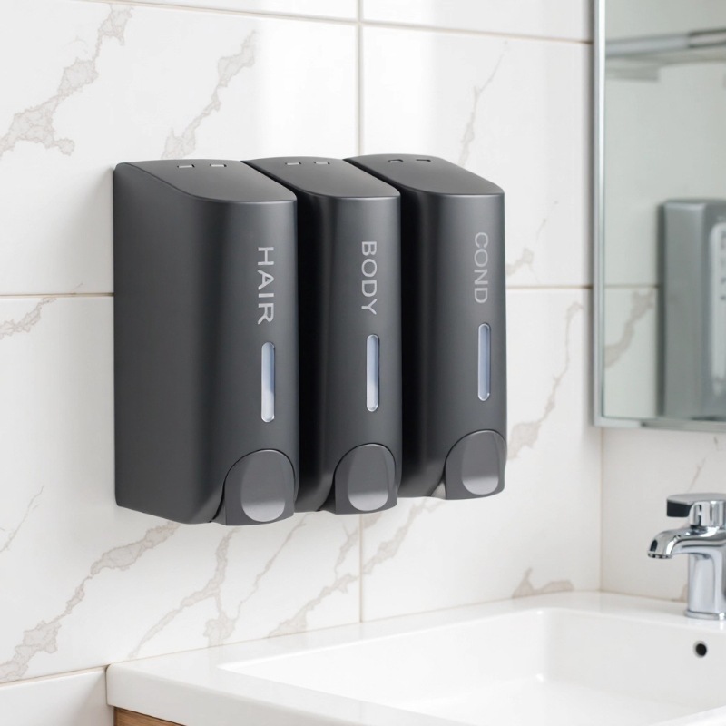 Doble cabeza manual dispensador de jabón baño pared champú gel de ducha caja de jabón de una sola cabeza caja de jabón de manos botella de jabón
