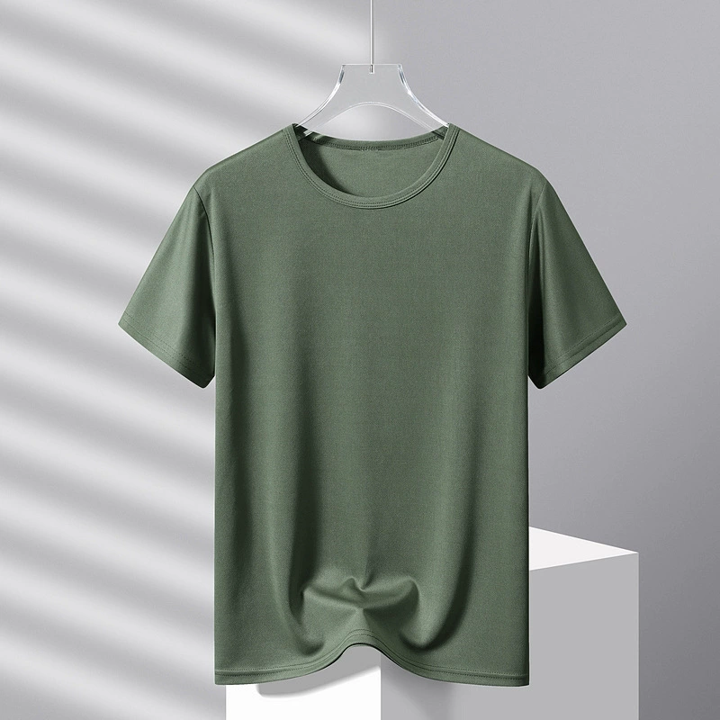 Summer T-shirt with a round collar for work, quick dry silk shirt