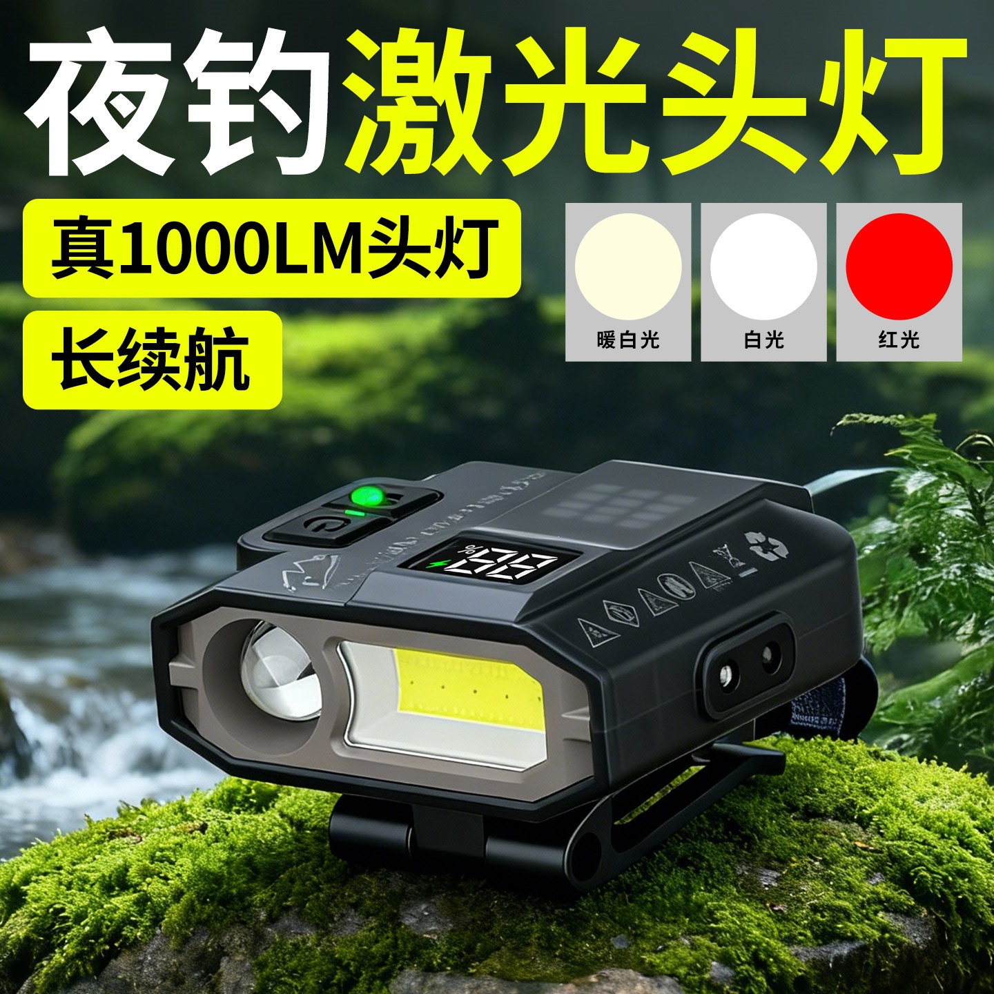 Hana Headlamp for Fishing, Night Fishing Sensor Cap Clip-On Brim Hat, Head-Mounted Strong Light Outdoor Ultra-Bright Baiting Light
