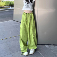 绿色穿搭工装裤女夏2025新款运动冲锋多巴胺爵士舞套装酷飒风裤子
